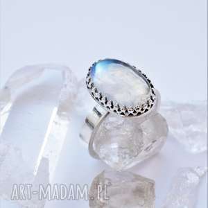 pierścień z kamieniem księżycowym srebro, królewski, byłyszczący, klasyczny