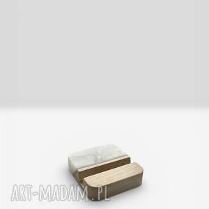 drewniana podstawka na telefon, żywica, dekoracja