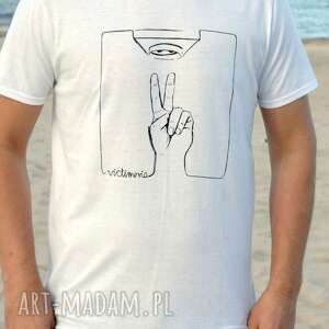 handmade koszulki t-shirt podkoszulek unisex z autorskim wzorem vitimorio kolor biały