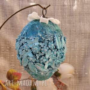 turkusowa pisanka - błękitna łąka dekoracja premium ozdoba wielkanocna, prezent