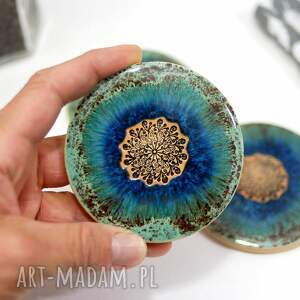 Podkładki pod filiżanki z ceramiki, morski komplet na stół