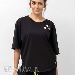 t-shirt asymetryczny damski shakira czarny, koszulka asymetryczna