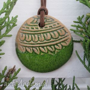 wisiorek etniczny zielony ceramiczny, indie, indyjski boho, etno