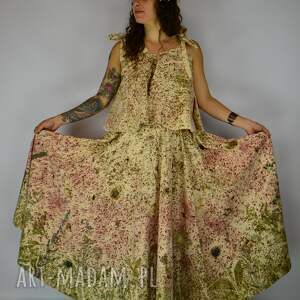 Barwiona roślinami Dzika Leśna Nimfa, maxi spódnica