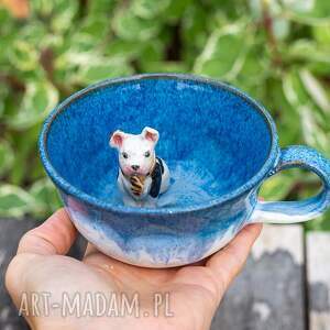 Filiżanka z buldożkiem francuskim - ceramika handmade