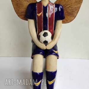 ręcznie zrobione ceramika anioł piłkarz fc barcelony