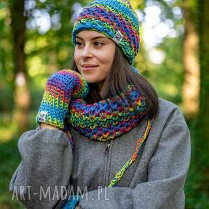 brain inside mały komin merino 50 tęcza błękit wełny premium