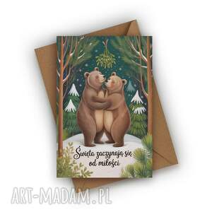 kartka świąteczna - święta zaczynają się od miłości kopertą