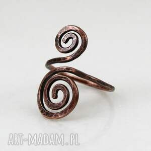 wężowy - rozm s miedziany pierścionek 2510 23 ooak, biżuteria słowiańska