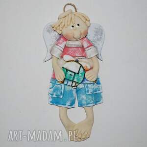 już lecę - aniołek z masy solnej, prezent, dekoracja, aniołki na szczęście masa