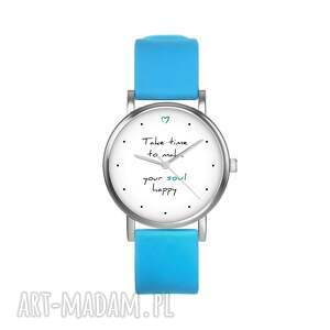 ręcznie wykonane zegarki zegarek mały - happy soul silikonowy, niebieski