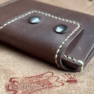 handmade brązowy portfel na karty ze skóry ręcznie uszyty