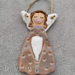 ceramiczny, anioł, ceramika, prezent, dla niej, komunia