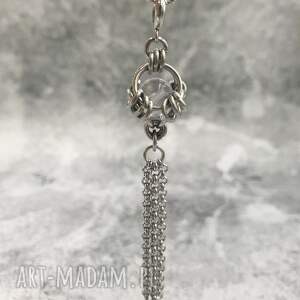 wisiorek chainmaille - fluoryt w okuciu stal