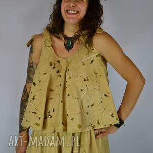 Barwiona roślinami, ręcznie robiona Dzika Bluzka Królowa Motyli