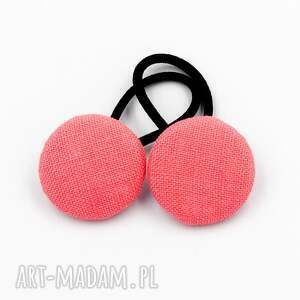 gumeczki do włosów linen coral pink, włosów, guzikowe gumki