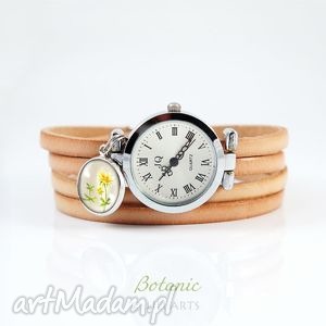 ręczne wykonanie zegarki bransoletka, zegarek - wiesiołek - skórzany