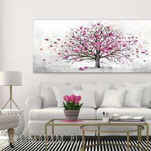 obraz drukowany na płótnie - abstrakcyjne drzewo w różu 147x60cm