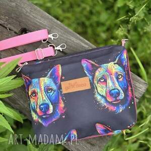 kolorowa torebka mała w pieski wilk, owczarek niemiecki dziewczynki