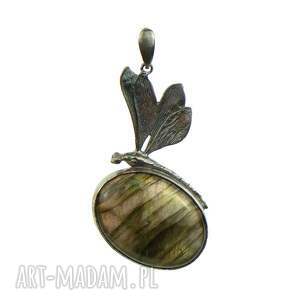 wisior ze srebrną ważką a976, owad, biżuteria z owadami