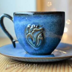 handmade ceramika filiżanka ceramiczna z sercem anatomicznym morska 270ml