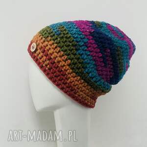 Kolorowa gruba smerf ręcznie robiona, czapka zimowa