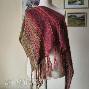 RĘCZNIE NA DRUTACH - Jarzębina - miła, ciekawa chusta z ekskluzywną