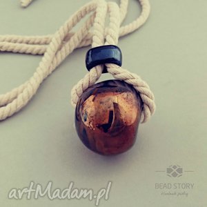 bead story mystery copper egg, sznurek, len porcelana, ceramika, koraliki