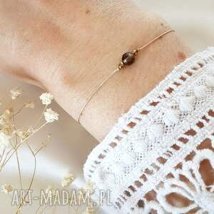 beżowa bransoletka z kwarcem dymnym biżuteria bransoletki handmade