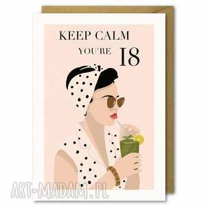 kartki karnet okolicznościowy na 18 urodziny, b6, keep calm