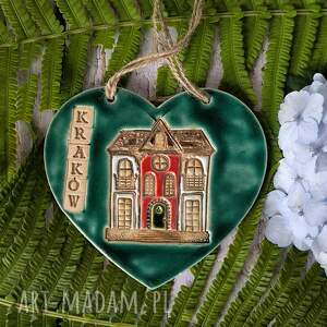 kraków zawieszka ceramiczna - duże serce, pamiątka z krakowa, prezent polski