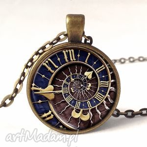 steampunk - medalion z łańcuszkiem zegar spirala, naszyjnik, prezent