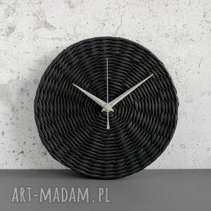 handmade zegary czarny zegar ścienny z ekologicznej wikliny