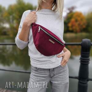musslico duża nerka xl welur bordo, crossbody saszetka dla kobiety