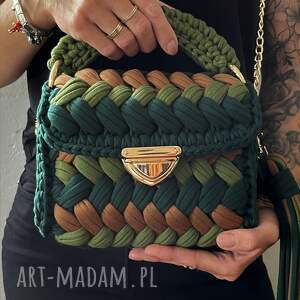 handmade na ramię szydełkowa torebka puffy bag multikolor