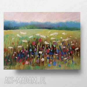 łąka - praca formatu 18/24 cm, pastele, rysunek