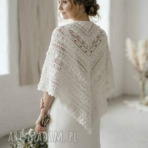 Duża biała chusta ślubna SisLove handmade