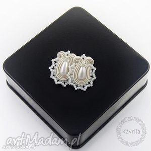 kolczyki soutache lace - mini ivory - Kavrila