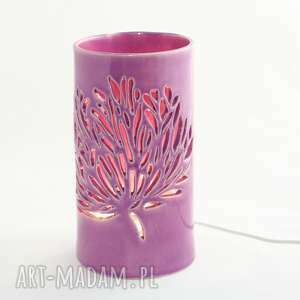 lampa ceramiczna aster led led, ceramika artystyczna, kolor liliowy