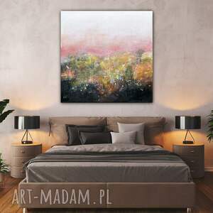 avrille - obraz 100x100 cm strukturalny abstrakcja kwiaty, kwadrat, krajobraz