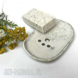 ceramiczna mydelniczka ręcznie robiona mrs white akcesoria łazienkowe, polskie