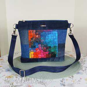 Listonoszka jeansowa na ramię z recyklingu - handmade