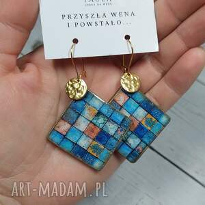 Prezent KOLCZYKI żywica, decoupage, wakacje