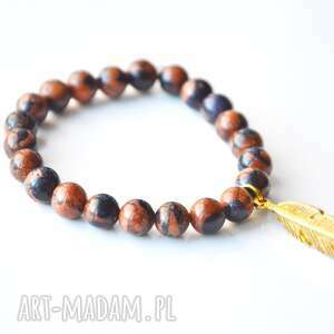 ręcznie zrobione bracelet by sis: złote piórko w kamieniach