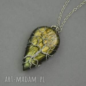 Prezent Wisiorek drzewo życia labradoryt wire wrapping stal