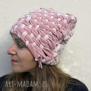 🌷 Zjawiskowa Rosa, wytkana ręcznie na krośnie, ciepła czapka