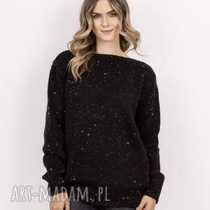 swetry sweter z cekinami - swe338 czarny mkm jesień