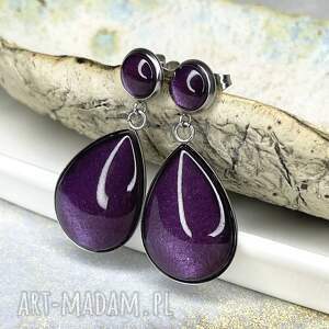 Kolczyki w odcieniu perłowego fioletu na sztyftach Isin e11/13