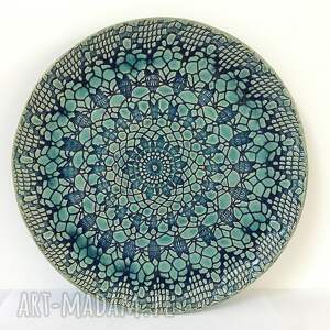 handmade ceramika patera z koronką