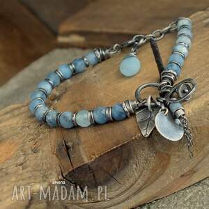 akwamaryn - bransoletka 017, biżuteria autorska, srebro oksydowane